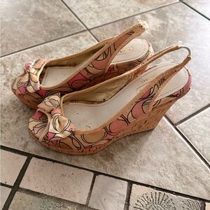 Coach Floral Pink and Tan Wedges